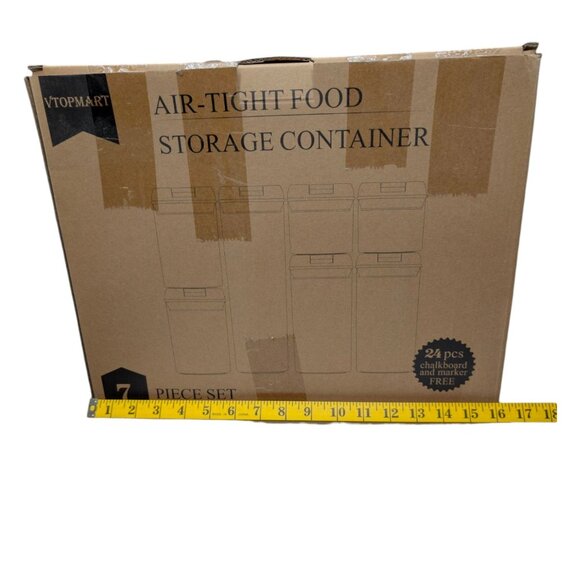 Airtight Food Storage Containers Set of 7 Clear White BPA Free Plastic Storage - Picture 12 of 12